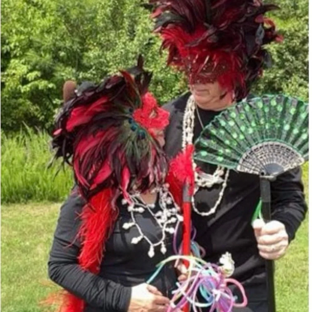 Red Feathered Masquerade Mask